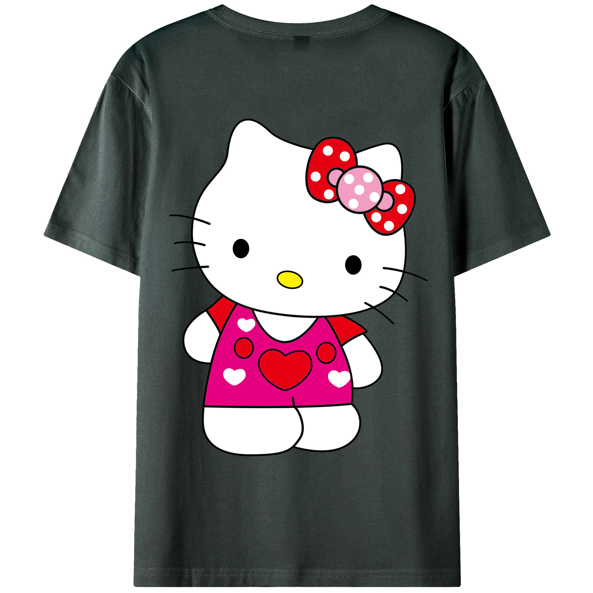 （画像用） Hello Kitty ハローキティ 綿100％ メンズ半袖Tシャツ（バックプリント） 通気性